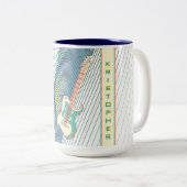 Voeg naam toe Cool Moderne Witte & Teal Elektrisch Tweekleurige Koffiemok (Voorkant rechts)