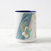 Voeg naam toe Cool Moderne Witte & Teal Elektrisch Tweekleurige Koffiemok (Center)