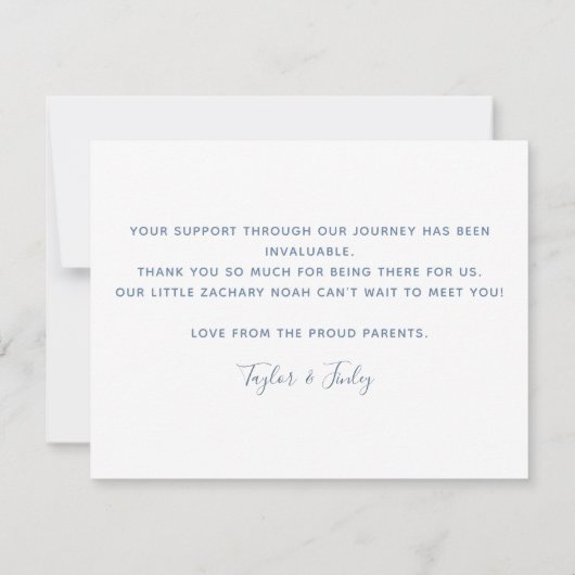     Voeg naam toe Dankjewel jongen Geboorte Aankon (Achterkant)