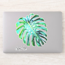Voeg naam toe Elegant Tropical Leaf Modern Typogra Sticker