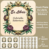 Voeg naam toe Ex Libris Elegant Art Nouveau Vierkante Sticker