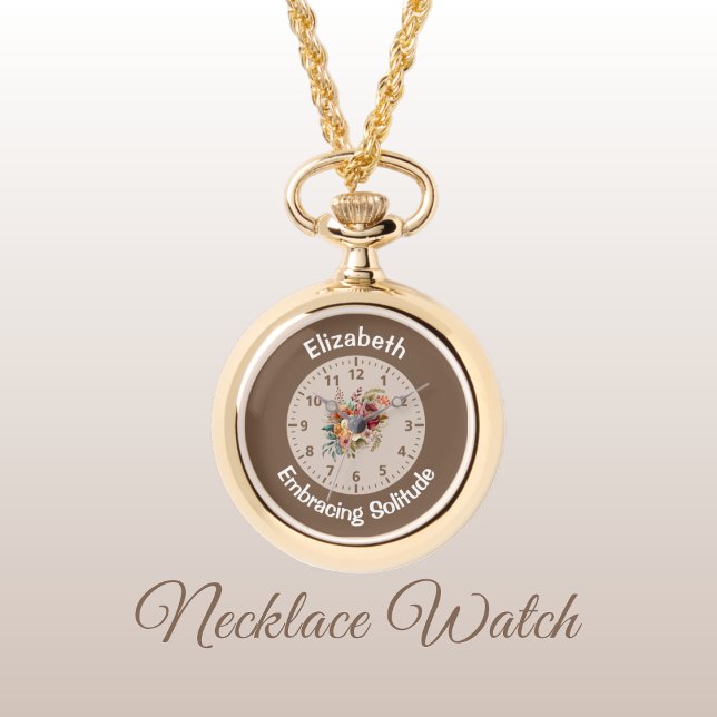 Voeg naam toe floral introvert solitude brown horloge (Creator heeft geüpload)
