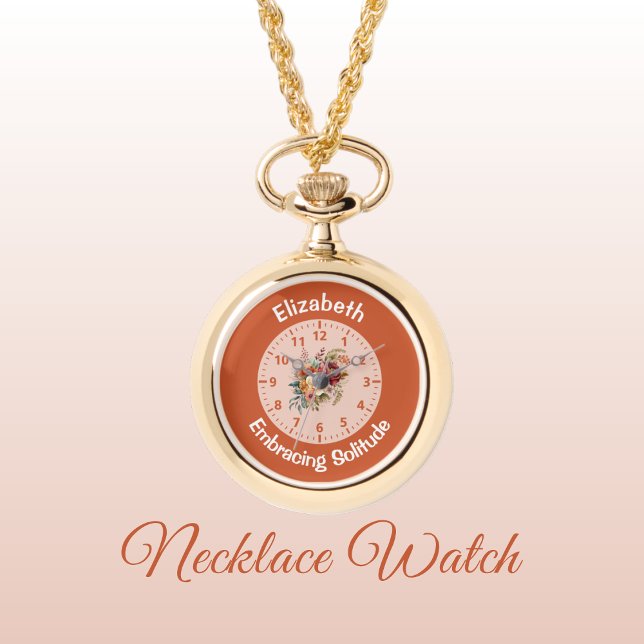 Voeg naam toe floral introvert solitude sinaasappe horloge (Creator heeft geüpload)