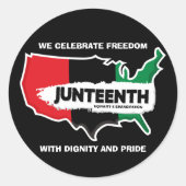 Voeg Naam toe geef Tekst USA Map Juneteenth T-Shir Ronde Sticker (Voorkant)