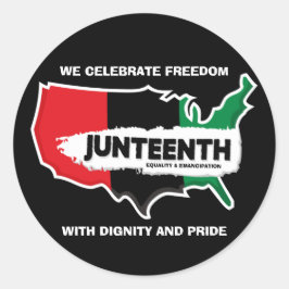 Voeg Naam toe geef Tekst USA Map Juneteenth T-Shir Ronde Sticker