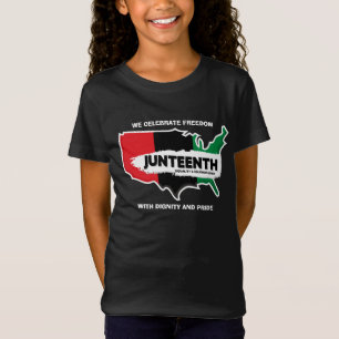 Voeg Naam toe geef Tekst USA Map Juneteenth T-Shir T-shirt
