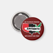 Voeg Naam toe geeft Tekst USA Map Juneteenth Butto Magneet (Voorkant / Achterkant)