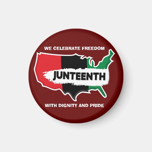 Voeg Naam toe geeft Tekst USA Map Juneteenth Butto Magneet (Voorkant)