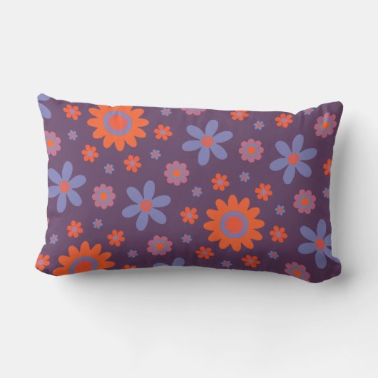 Voeg Naam Toe Gelukkige Retro Bloemen 70s Madelief Kussen (Achterkant)