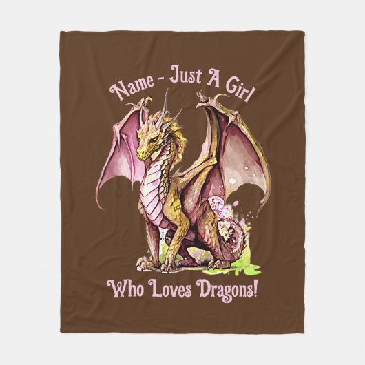 Voeg naam toe - gewoon een meisje dat van draken h fleece deken (Voorkant)