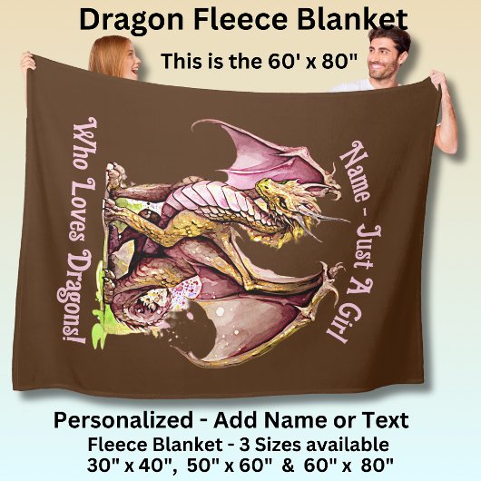 Voeg naam toe - gewoon een meisje dat van draken h fleece deken