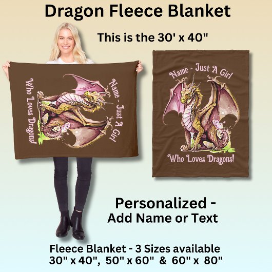 Voeg naam toe - gewoon een meisje dat van draken h fleece deken