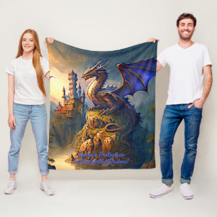 Voeg naam toe, Golden Blue Paarse Dragon bij zonso Fleece Deken