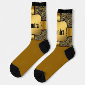 Voeg naam toe, Golden Shield op Gold Ribbon & Lace Sokken (Links)