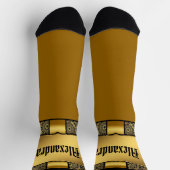 Voeg naam toe, Golden Shield op Gold Ribbon & Lace Sokken (Top)