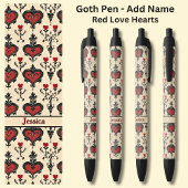 Voeg naam toe, Gothic Gothic Red Valentijns Love H Zwarte Inkt Pen