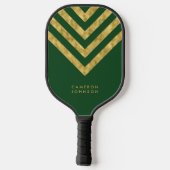 Voeg naam toe Groen en Faux Gold Chevron Pickleball Paddle (Achterkant)