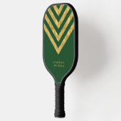 Voeg naam toe Groen en Faux Gold Chevron Pickleball Paddle (Links)