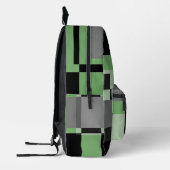 Voeg naam toe Groen & Grijs Abstract Modern Minima Bedrukte Rugzak (Links)