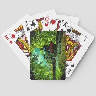 Voeg naam toe Groene Stoomtrein Motor Oude Locomot Pokerkaarten