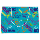 Voeg naam toe, Happy Birthday Large Gift Bag Groot Cadeauzakje (Voorkant)
