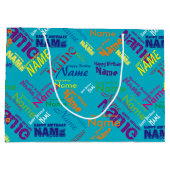 Voeg naam toe, Happy Birthday Large Gift Bag Groot Cadeauzakje (Achterkant)