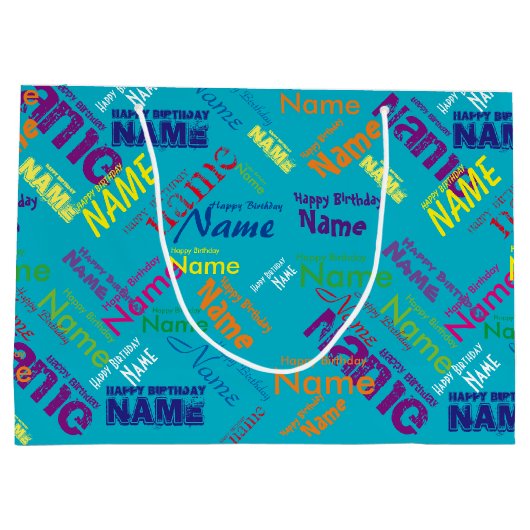 Voeg naam toe, Happy Birthday Large Gift Bag Groot Cadeauzakje (Achterkant)