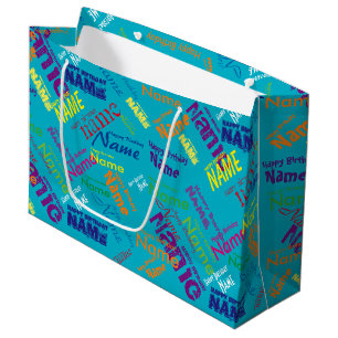Voeg naam toe, Happy Birthday Large Gift Bag Groot Cadeauzakje