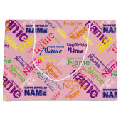 Voeg naam toe, Happy Birthday Large Gift Bag Groot Cadeauzakje (Voorkant)