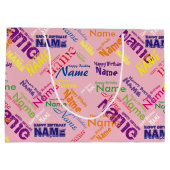 Voeg naam toe, Happy Birthday Large Gift Bag Groot Cadeauzakje (Achterkant)