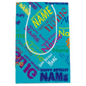 Voeg Naam toe, Happy Birthday Medium Gift Bag Cadeauzakje (Voorkant)