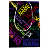 Voeg Naam toe, Happy Birthday Medium Gift Bag Cadeauzakje (Voorkant)