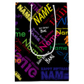 Voeg Naam toe, Happy Birthday Medium Gift Bag Cadeauzakje (Achterkant)