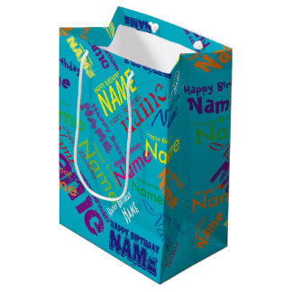 Voeg Naam toe, Happy Birthday Medium Gift Bag Medium Cadeauzakje