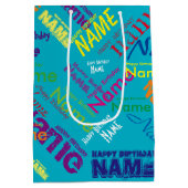 Voeg Naam toe, Happy Birthday Medium Gift Bag Medium Cadeauzakje (Achterkant)