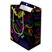 Voeg Naam toe, Happy Birthday Medium Gift Bag Medium Cadeauzakje (Achterkant Gekanteld)