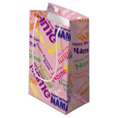 Voeg naam toe, Happy Birthday Small Gift Bag Klein Cadeauzakje (Voorkant Gekanteld)