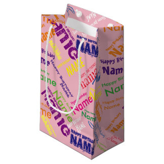 Voeg naam toe, Happy Birthday Small Gift Bag Klein Cadeauzakje