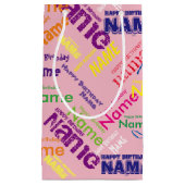 Voeg naam toe, Happy Birthday Small Gift Bag Klein Cadeauzakje (Voorkant)