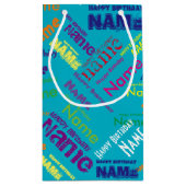 Voeg naam toe, Happy Birthday Small Gift Bag Klein Cadeauzakje (Achterkant)