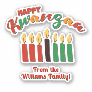 Voeg naam toe, Happy Kwanzaa Red Black Green Candl Sticker