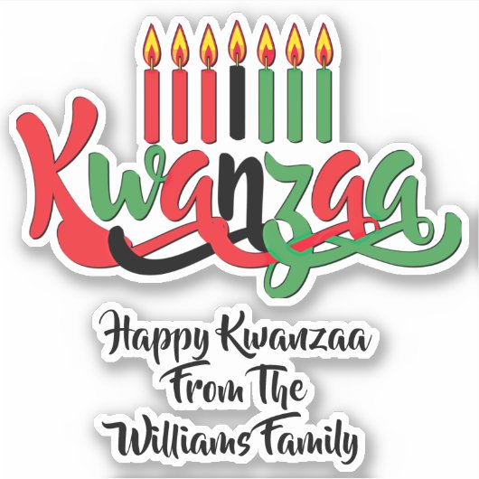 Voeg naam toe, Happy Kwanzaa, Seven Candles Kiss C Sticker (Voorkant)