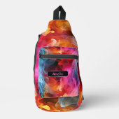 Voeg naam toe, helder wervelend Abstract Sling Bag (Voorkant)