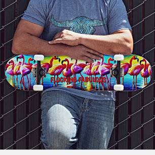 Voeg Naam toe, het Blokkeren Fabulous Flamingo Roz Persoonlijk Skateboard