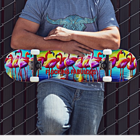 Voeg Naam toe, het Blokkeren Fabulous Flamingo Roz Persoonlijk Skateboard