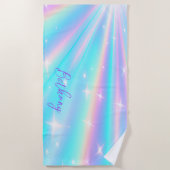 Voeg Naam toe, Holografisch Kijk Starburst Aqua Pi Strandlaken (Voorkant)