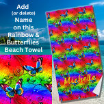 Voeg Naam toe, Kleurknoppen op regenboog Strandlaken<br><div class="desc">Colorful Butterflies op Rainbow - zie meer geweldige design in mijn winkel.</div>