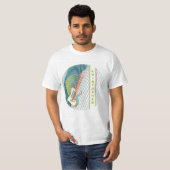 Voeg naam toe Koele moderne witte & teal elektrisc T-shirt (Voorkant volledig)