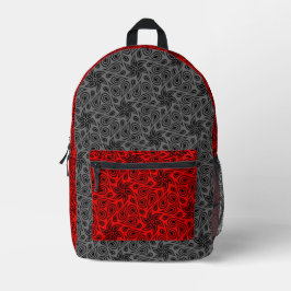 Voeg naam toe Modern Grey & Red Floral Paisley Pat Bedrukte Rugzak