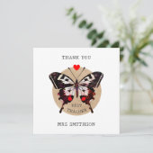 Voeg naam toe Schattige  Butterfly Heart Best Teac Bedankkaart (Staand voorkant)